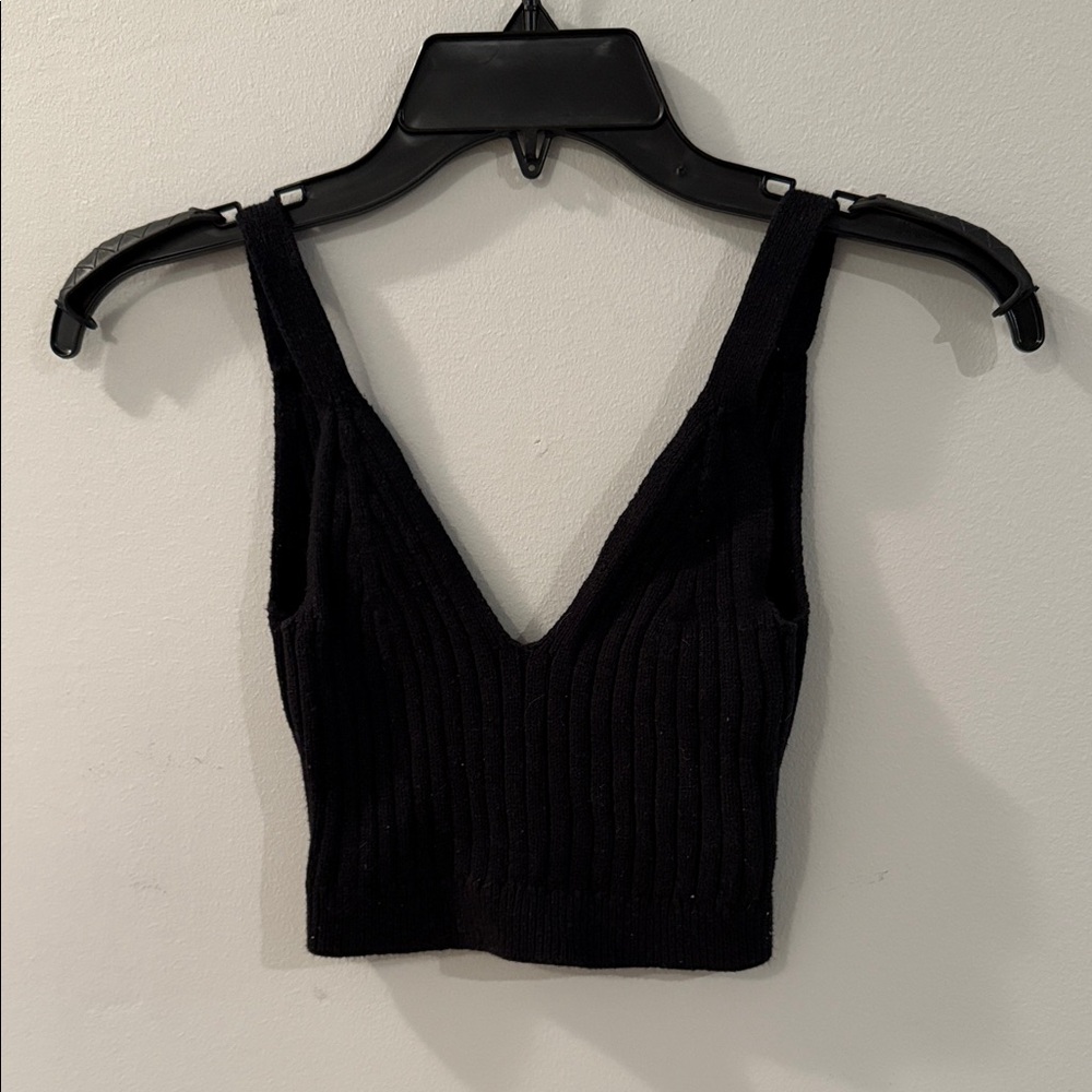 Aerie Black Ribbed Crop Top